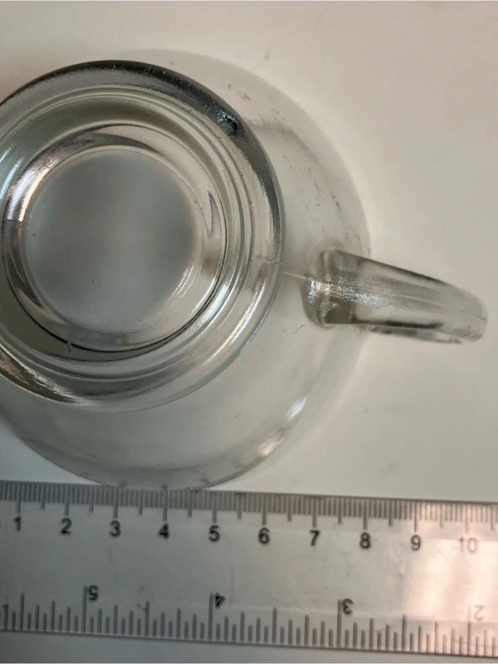 Set of Six Clear Glass Tea Cups with Handles